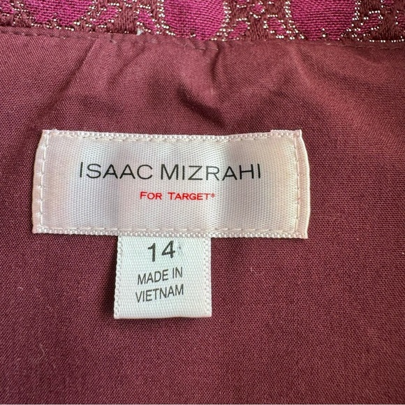 Isaac Mizrahi for Target 60s Style Elegant Pink w/Metallic Cropped Sleeve Jacket - Picture 3 of 7